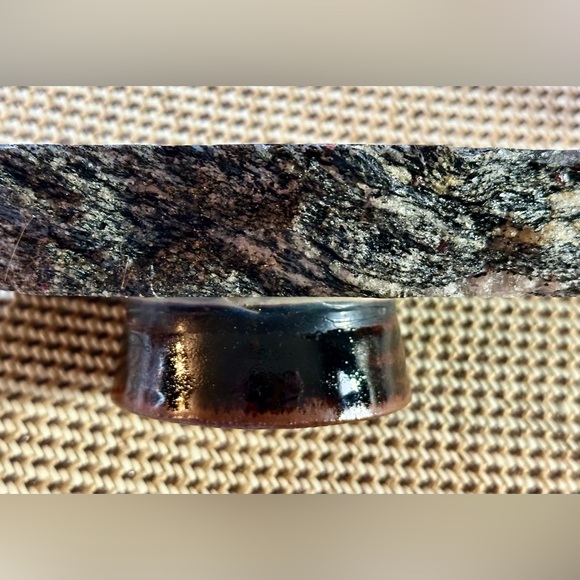 Vintage Flat Black Granite Rough Edge Organic Ikebana Japanese Bud Flower Vase - Picture 5 of 14